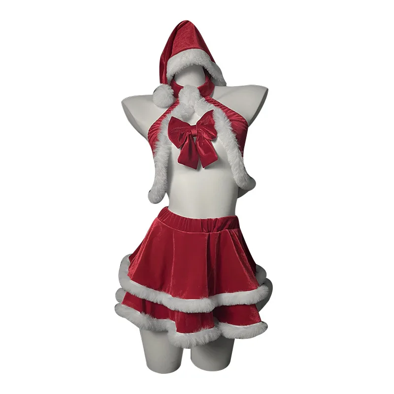Christmas Sexy Underwear Vest Pajamas Red Plush Bow Split Outfit Holiday Cosplay Uniform Halloween Dress Up Mini Skirt For Women
Christmas Sexy Underwear Vest Pajamas Red Plush Bow Split Outfit Holiday Cosplay Uniform Halloween Dress Up Mini Skirt For Women