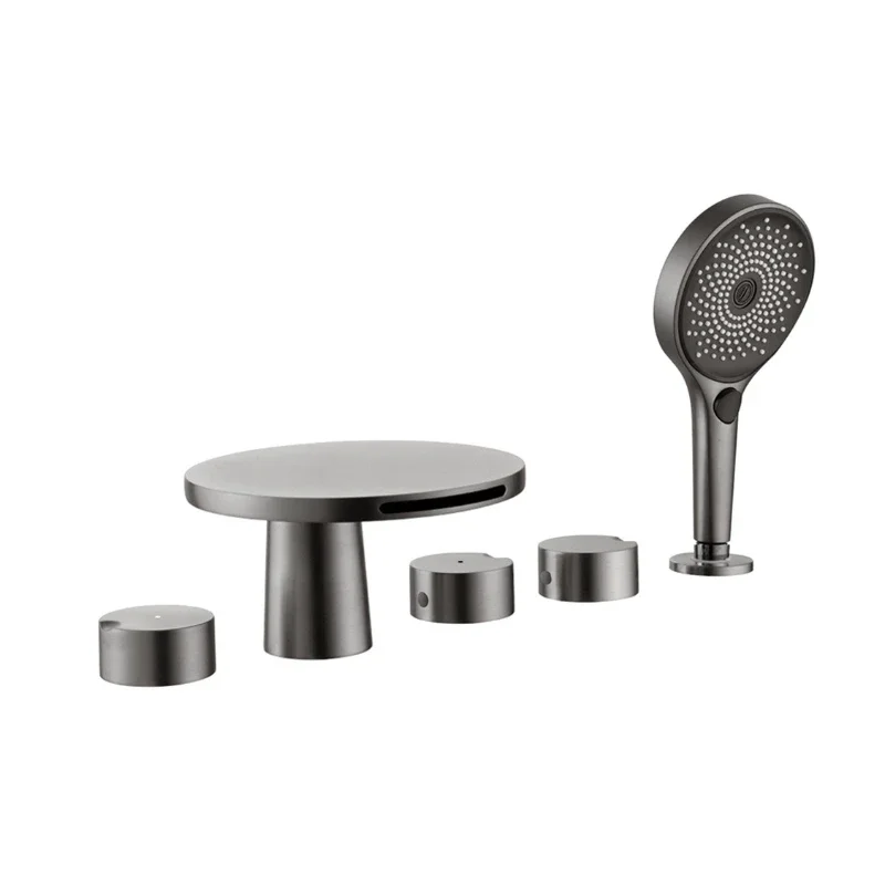 Split bathtub faucet All-copper hotel cylinder side five-piece set of water nozzles B & B waterfall bathtub faucet
Split bathtub faucet All-copper hotel cylinder side five-piece set of water nozzles B & B waterfall bathtub faucet