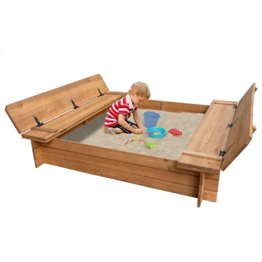 Outdoor backyard patio wood sandbox with 2 bench seats and lid, natural wood color, weather-resistant finish for durability and
Outdoor backyard patio wood sandbox with 2 bench seats and lid, natural wood color, weather-resistant finish for durability and