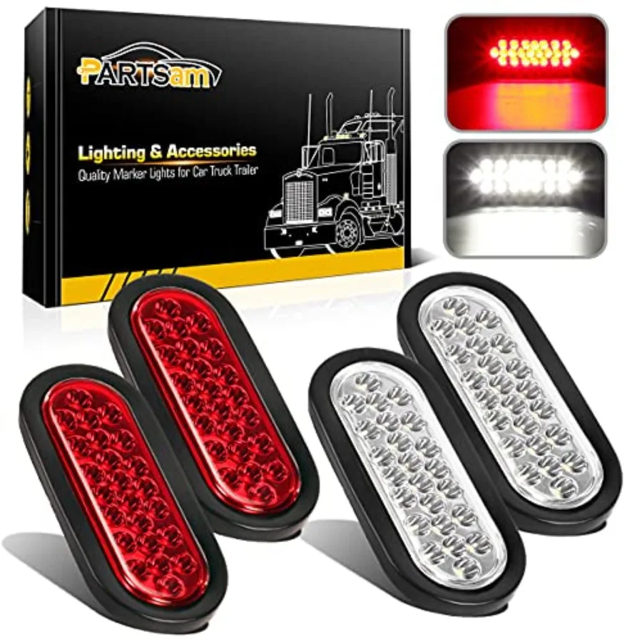 2xRed + 2xWhite 6" 24 LED Oval Stop Turn Tail Lights Brake Backup Reverse Light Kit for Truck Trailer Bus RV Camper Waterproof
2xRed + 2xWhite 6" 24 LED Oval Stop Turn Tail Lights Brake Backup Reverse Light Kit for Truck Trailer Bus RV Camper Waterproof