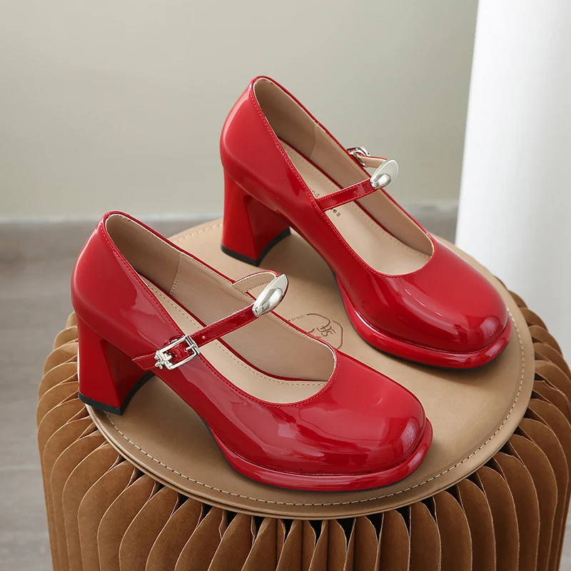 Genuine Leather Mary Jane High Heel Shoes Women's Chunky Heel Slip-On Elegant Mouth Mini Leather Shoes round Toe Rubber Sole
Genuine Leather Mary Jane High Heel Shoes Women's Chunky Heel Slip-On Elegant Mouth Mini Leather Shoes round Toe Rubber Sole