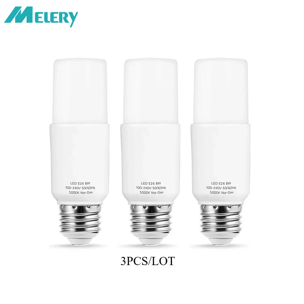 Melery E27 E26 Tubular LED Light Bulb Daylight White 8W Equivalent 60W 800 Lumens 360 Degree Lamp Home Commercial Place 3Pack
Melery E27 E26 Tubular LED Light Bulb Daylight White 8W Equivalent 60W 800 Lumens 360 Degree Lamp Home Commercial Place 3Pack
