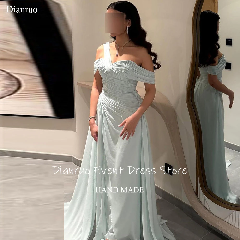 Dianruo Off Shoulder Ruched Evening Dresses Short Sleeves Beach Vestidos De Gala Chiffon Long Dubai Vestido De Noiva Customized
Dianruo Off Shoulder Ruched Evening Dresses Short Sleeves Beach Vestidos De Gala Chiffon Long Dubai Vestido De Noiva Customized