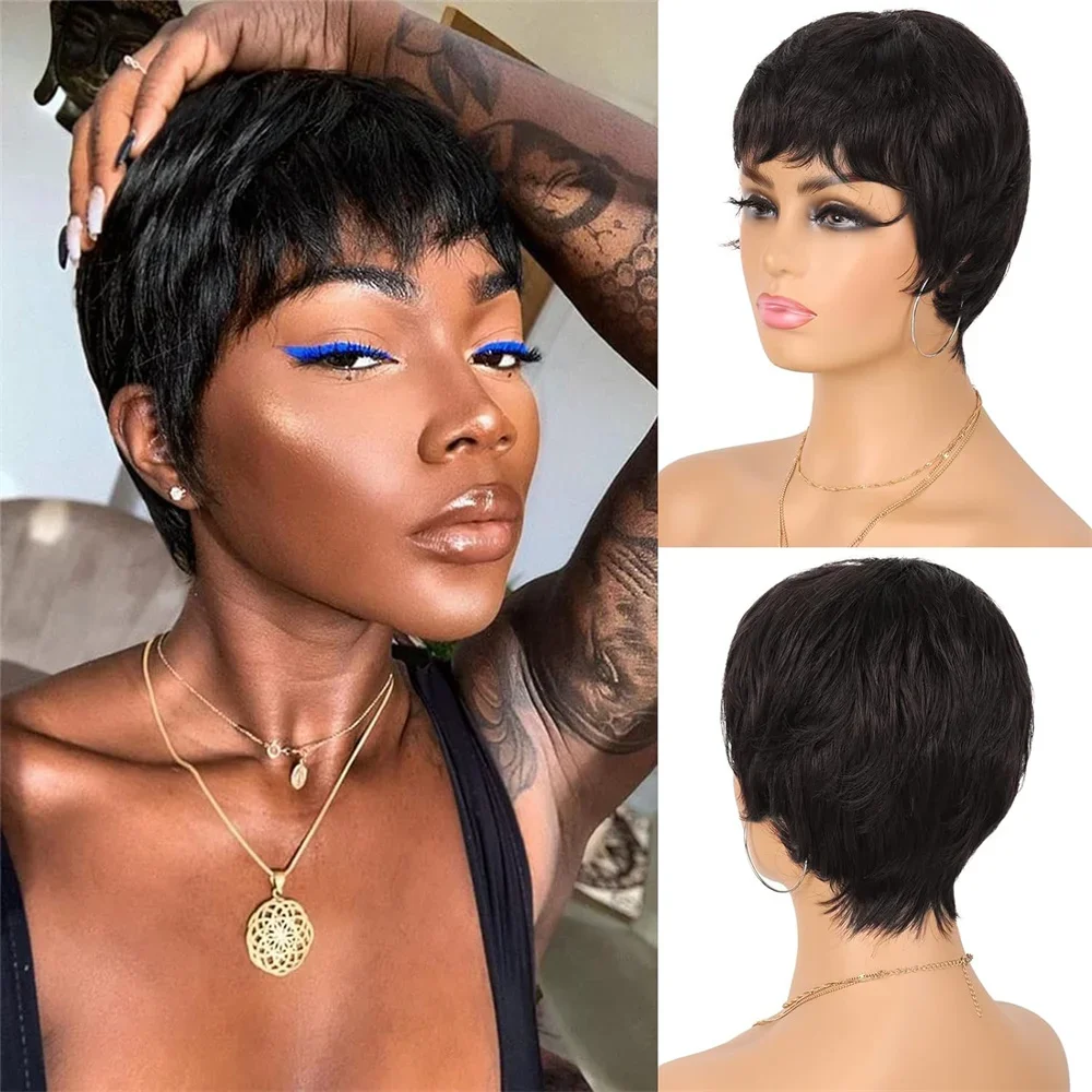 Human Hair Wigs Short Pixie Cut Wig Human Hair For Black Women Machine Made Wigs With Bangs Perruque Cheveux Humai
Human Hair Wigs Short Pixie Cut Wig Human Hair For Black Women Machine Made Wigs With Bangs Perruque Cheveux Humai