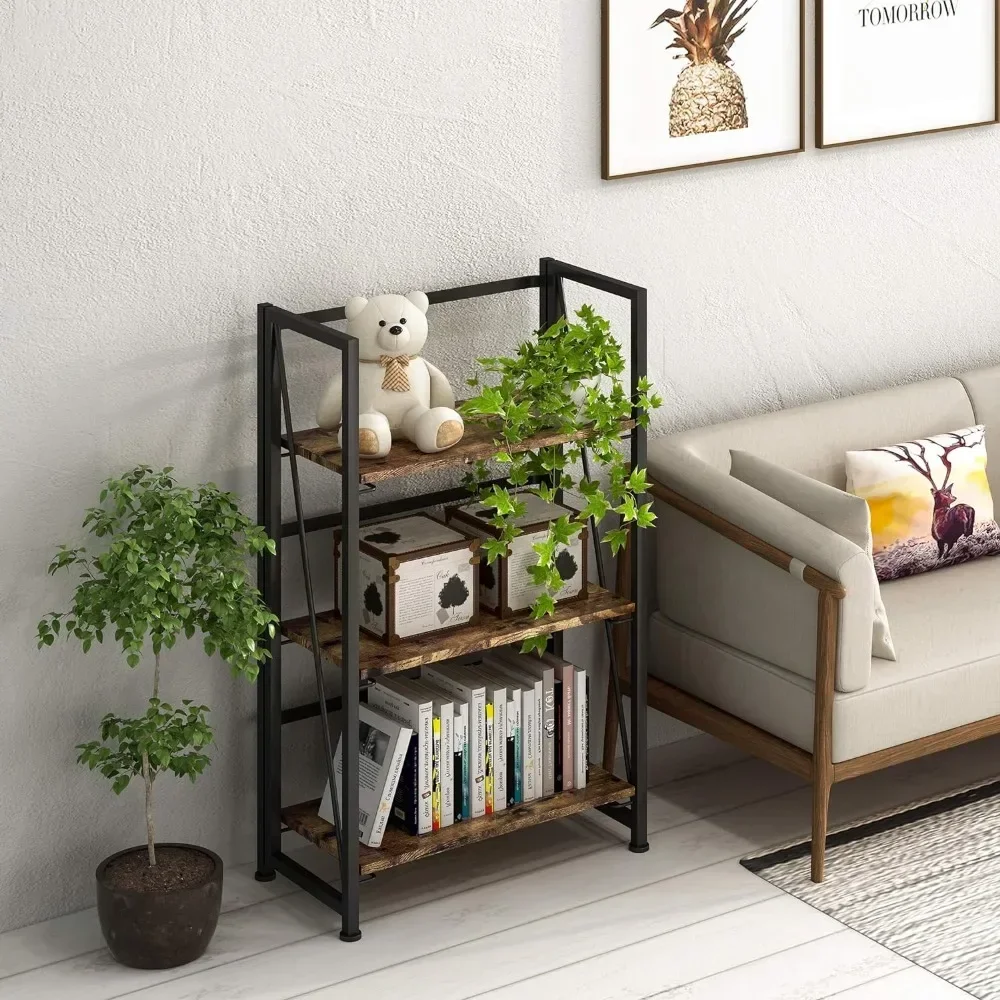 For No-Assembly Folding Bookshelf Storage Shelves 3 Tiers Vintage Bookcase Racks Study Organizer Home Office(Rustic Brown and Bl
For No-Assembly Folding Bookshelf Storage Shelves 3 Tiers Vintage Bookcase Racks Study Organizer Home Office(Rustic Brown and Bl