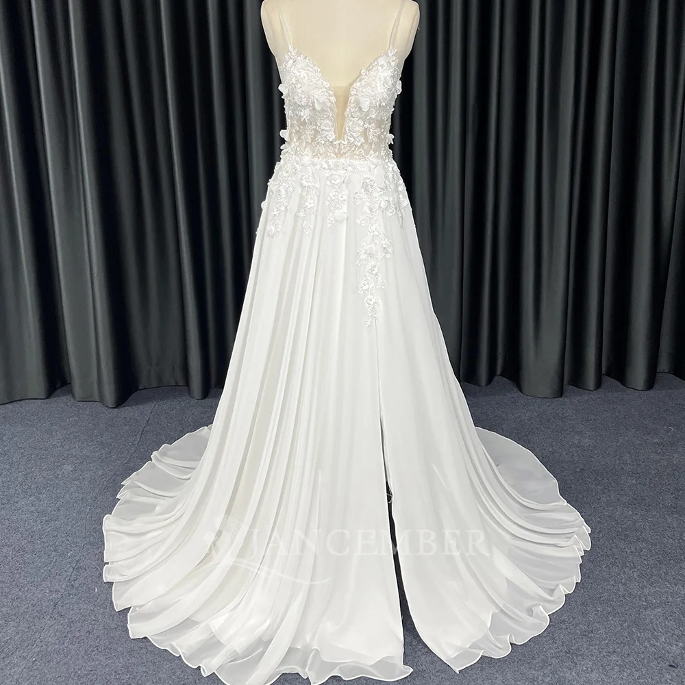 Boho V-neck A-line Customized Wedding Dress Side Split Classic Lace Appliques Long Sleeves Elegant Bridal Gown Robe De Mariée
Boho V-neck A-line Customized Wedding Dress Side Split Classic Lace Appliques Long Sleeves Elegant Bridal Gown Robe De Mariée