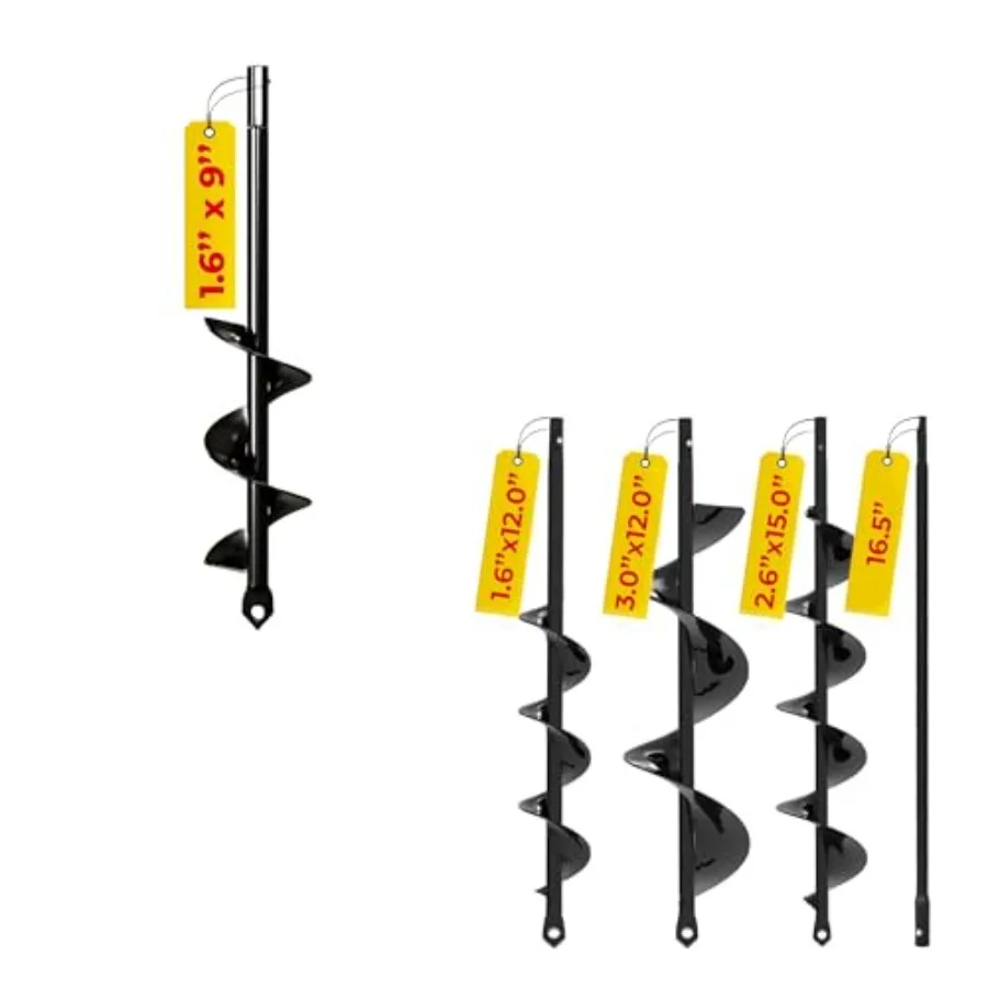 4-Pack 1.6 x 9 Inch + 3 Pack with Extension Auger Drill Bit for Planting Garden Spiral Hole and Bulb Planter Tool for Umbrella
4-Pack 1.6 x 9 Inch + 3 Pack with Extension Auger Drill Bit for Planting Garden Spiral Hole and Bulb Planter Tool for Umbrella