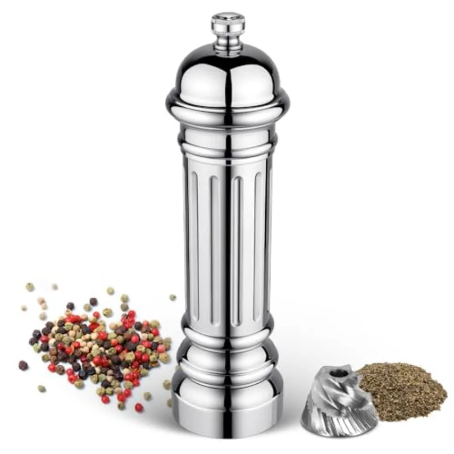 Metal Pepper Grinder with Stainless Steel Core Heavy Duty High Output Pepper Mill with Adjustable Coarseness All-Metal Construc
Metal Pepper Grinder with Stainless Steel Core Heavy Duty High Output Pepper Mill with Adjustable Coarseness All-Metal Construc