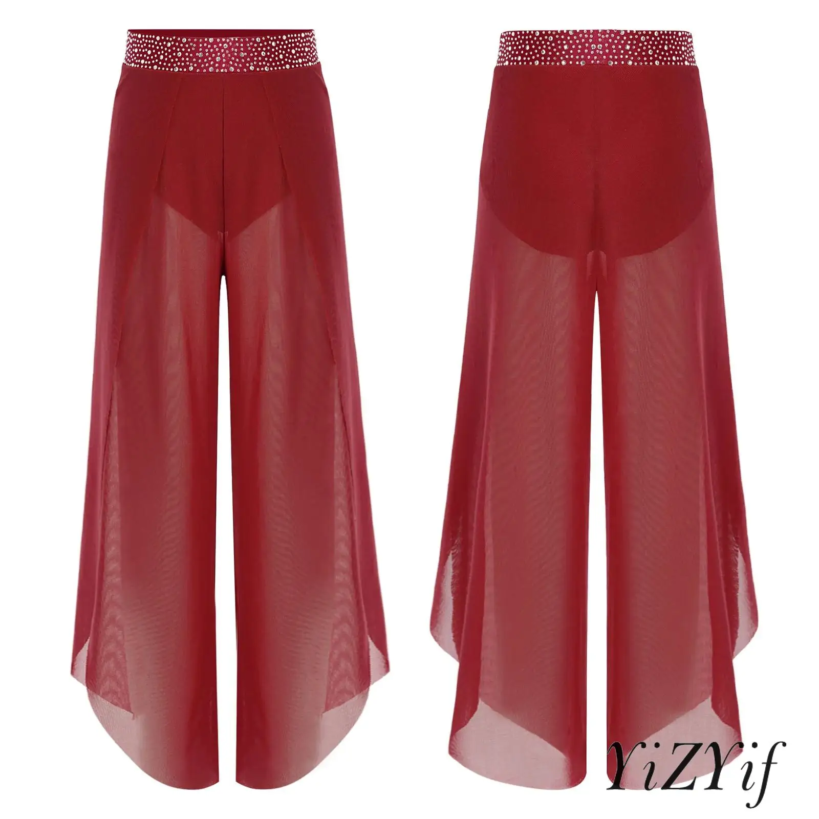 Kids Girls Lyrical Modern Contemporary Dancewear Rhinestone Waistband Side Split Mesh Pants Ballet Ballroom Dance Costume
Kids Girls Lyrical Modern Contemporary Dancewear Rhinestone Waistband Side Split Mesh Pants Ballet Ballroom Dance Costume