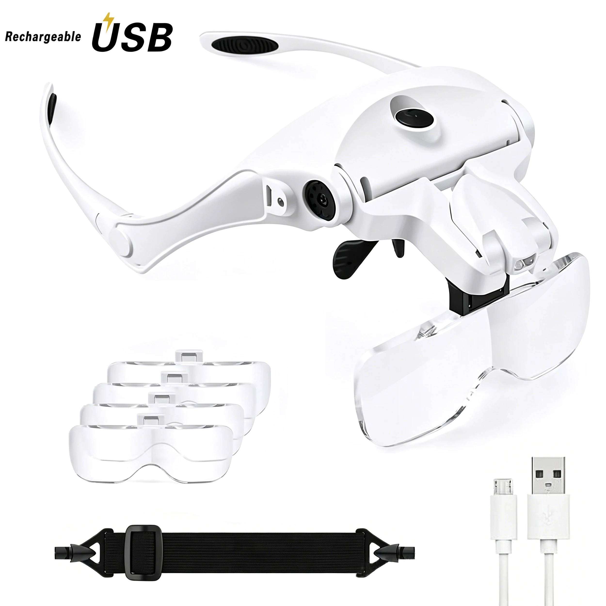 Headband Magnifying Glasses USB Rechargeable Magnifier LED Head Eye Glasses Interchangeable Lens Magnifier 1.5x 2x 2.5x 3x 3.5x
Headband Magnifying Glasses USB Rechargeable Magnifier LED Head Eye Glasses Interchangeable Lens Magnifier 1.5x 2x 2.5x 3x 3.5x