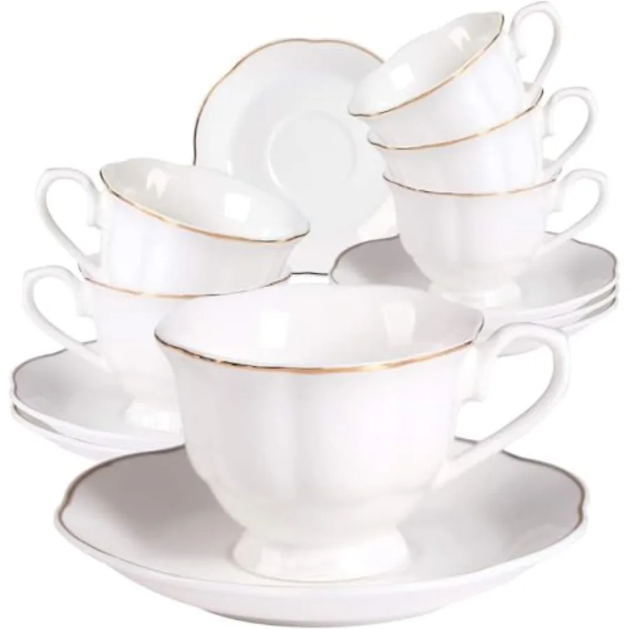 12 Pieces Tea Cup set Fine Porcelain 6oz Cup and Saucer set of 6 for Cappuccino Tea Flat White Coffee
12 Pieces Tea Cup set Fine Porcelain 6oz Cup and Saucer set of 6 for Cappuccino Tea Flat White Coffee