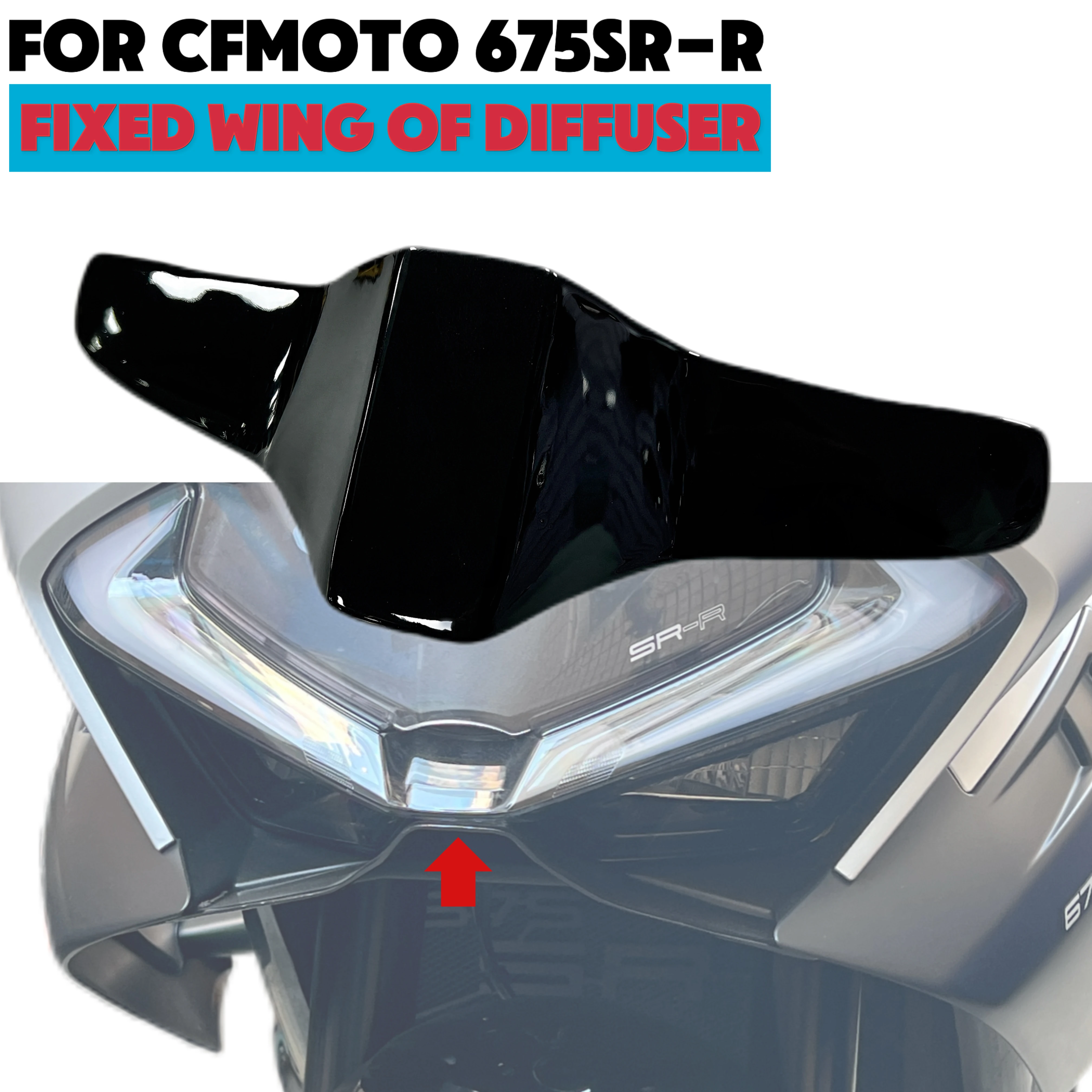 Диффузор для мотоцикла CFMOTO 675SR-R 2024, декоративное фиксированное крыло 
Диффузор для мотоцикла CFMOTO 675SR-R 2024, декоративное фиксированное крыло