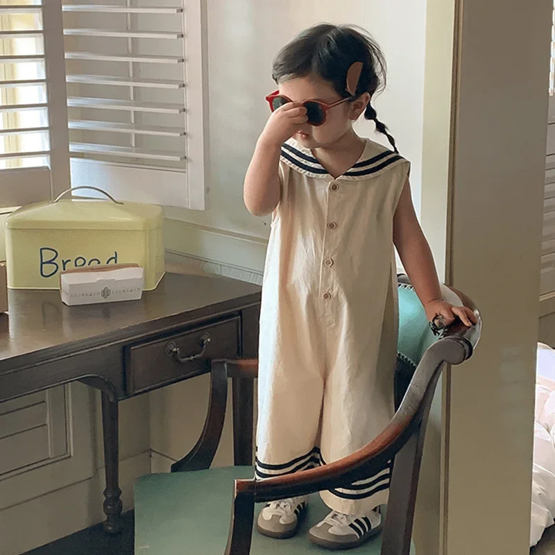 Fashion Baby Girl Casual Jumpsuit Infant Toddler Child Sleeveless Playsuits Loose Wide Leg Navy Collar Summer Baby Clothes 1-10Y
Fashion Baby Girl Casual Jumpsuit Infant Toddler Child Sleeveless Playsuits Loose Wide Leg Navy Collar Summer Baby Clothes 1-10Y
