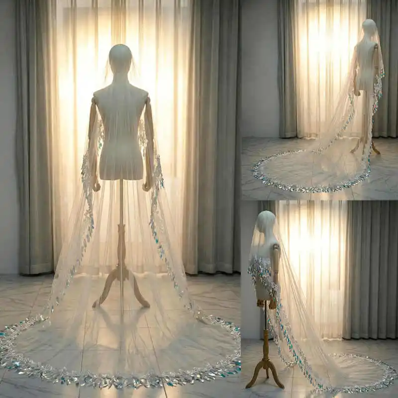 Luxury Sequins Tassel Wedding Veil Appliques Cathedral Length One Layer Bridal Veils For Bride Velo De Cabeza Customized
Luxury Sequins Tassel Wedding Veil Appliques Cathedral Length One Layer Bridal Veils For Bride Velo De Cabeza Customized