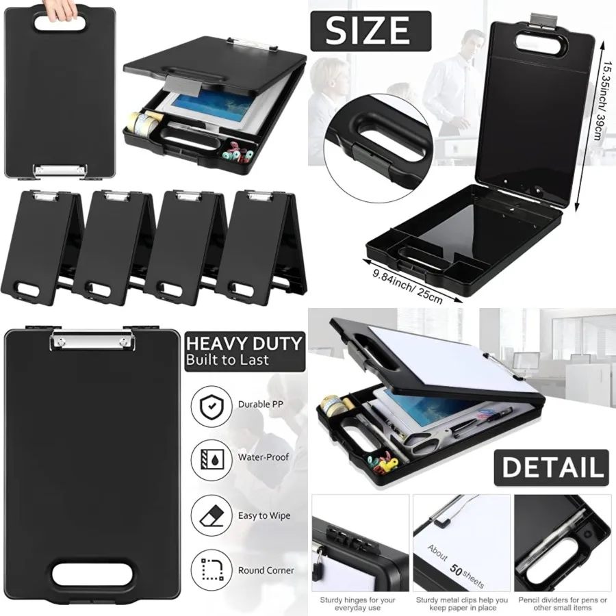 6 Pcs Heavy Duty Clipboard with Storage and Handle Plastic Compartments Built-in Pen Holder Large Capacity Foldable Clipboard w
6 Pcs Heavy Duty Clipboard with Storage and Handle Plastic Compartments Built-in Pen Holder Large Capacity Foldable Clipboard w