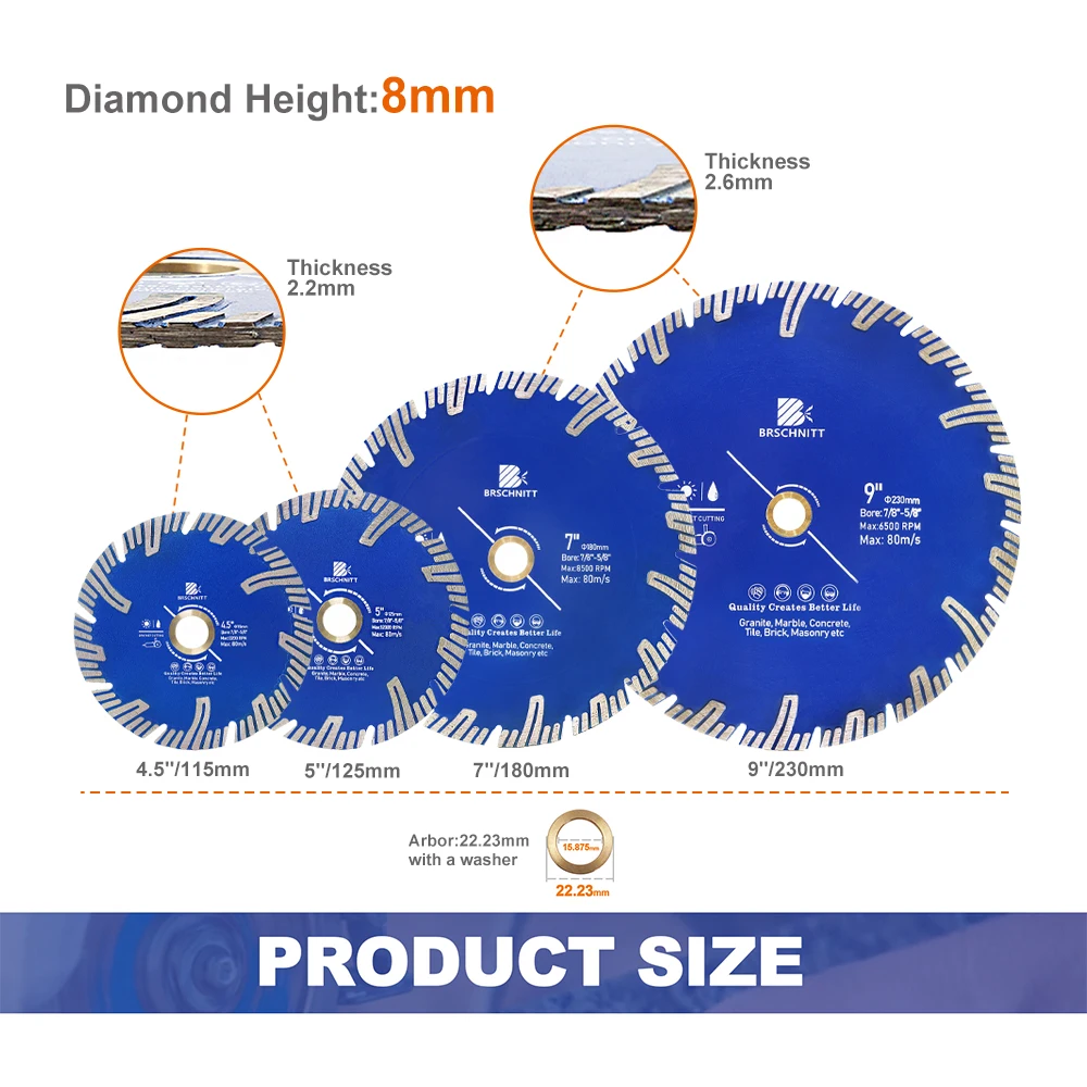 BRSCHNITT Diamond Cutting Disc 115/125/180/230mm Dry Corrugated Saw Blade For Grainite Marble Tile Cutter Saw Dry Cut Plate
BRSCHNITT Diamond Cutting Disc 115/125/180/230mm Dry Corrugated Saw Blade For Grainite Marble Tile Cutter Saw Dry Cut Plate