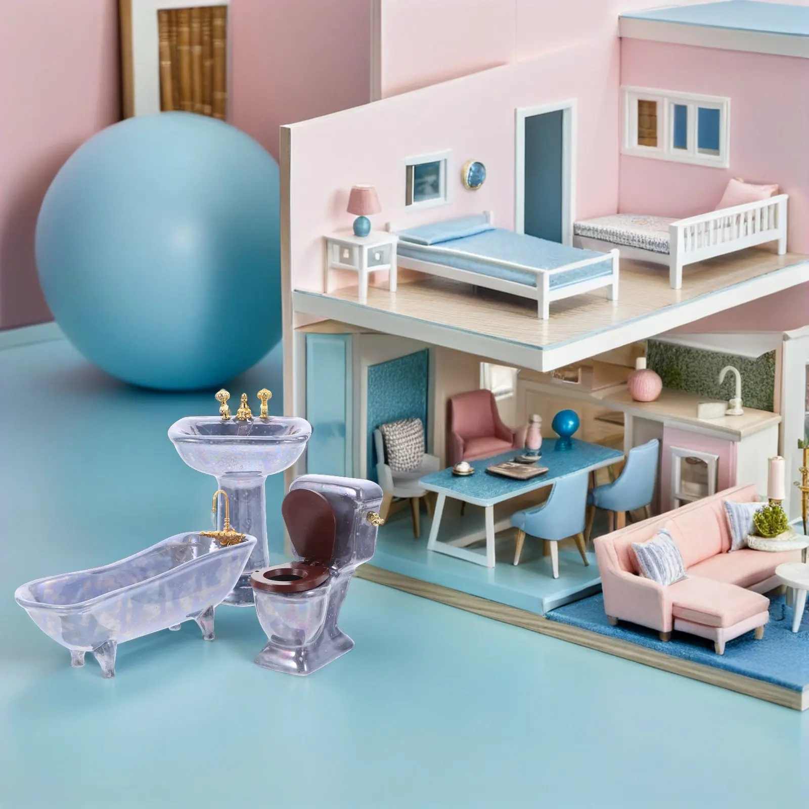 1Set Miniature Bathroom Set Realistic Porcelain Bathroom Accessories Bathtub Toilet Sink Mirror Mini House Decoration Mini
1Set Miniature Bathroom Set Realistic Porcelain Bathroom Accessories Bathtub Toilet Sink Mirror Mini House Decoration Mini