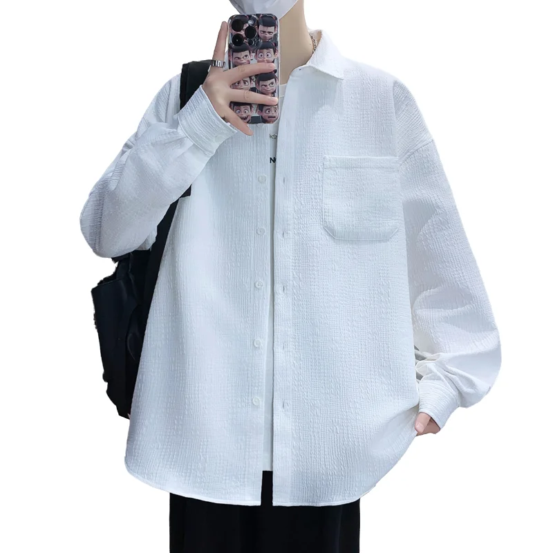 Men's Trendy Long Sleeve Shirt - Spring Summer New Loose Fit Solid Color Jacquard Casual Shirt, Minimalist Style Utility Wear
Men's Trendy Long Sleeve Shirt - Spring Summer New Loose Fit Solid Color Jacquard Casual Shirt, Minimalist Style Utility Wear