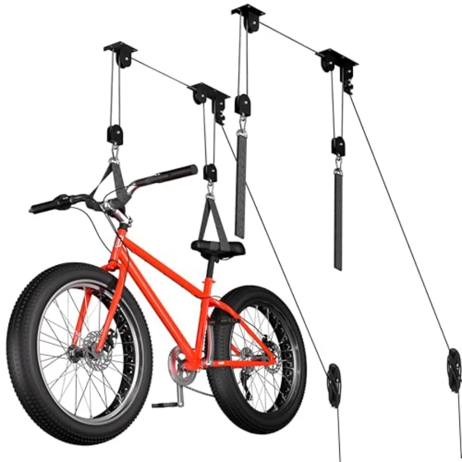TRUSOON 2 Pack Bike Hoist, Heavy Duty Ebike Lift Pulley System for Garage Ceiling Overhead Storage for Bicycle, Ladders, Snowbo
TRUSOON 2 Pack Bike Hoist, Heavy Duty Ebike Lift Pulley System for Garage Ceiling Overhead Storage for Bicycle, Ladders, Snowbo