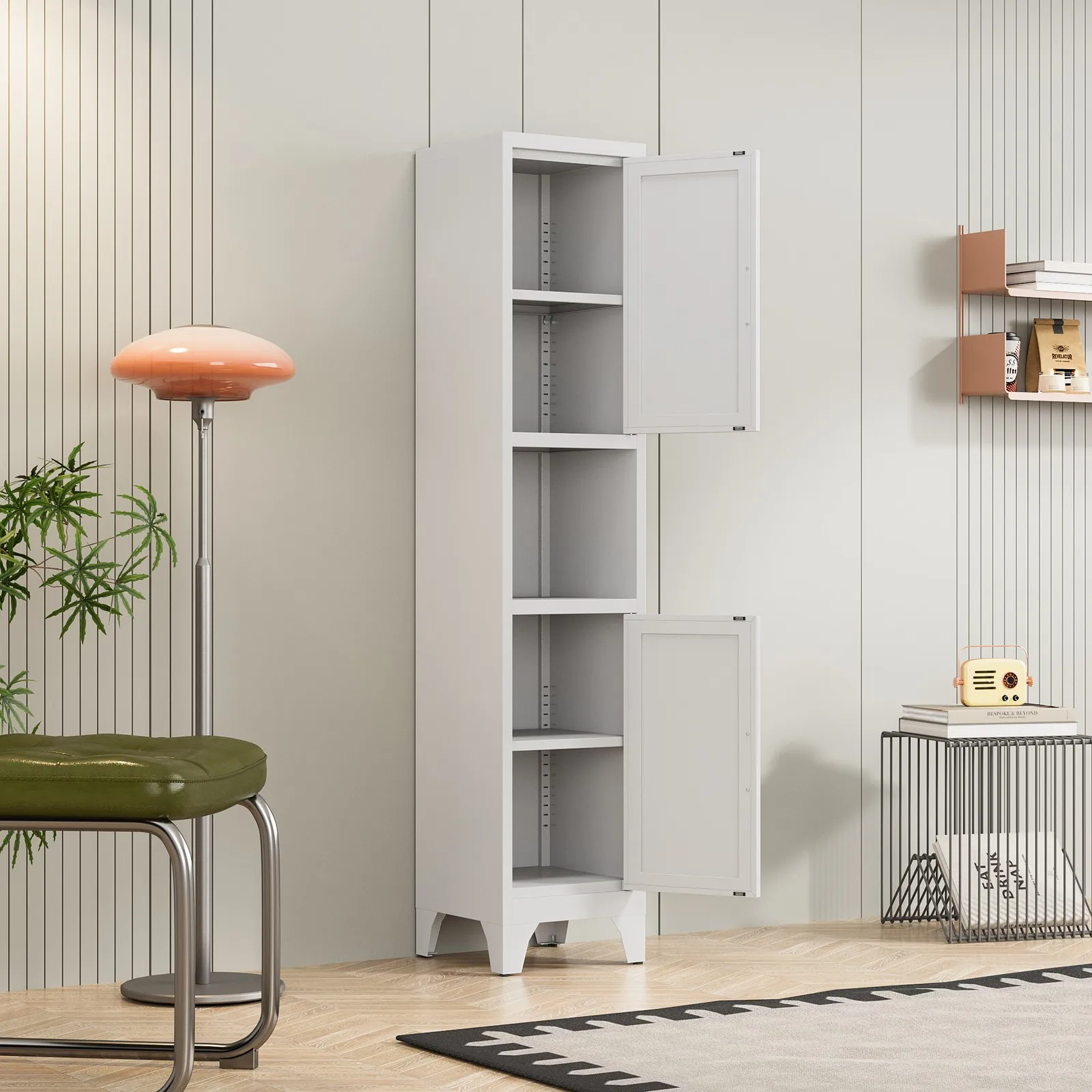 Kitchen Pantry Cabinet With 2 Doors and Adjustable Shelves metal Storage Cabinet
Kitchen Pantry Cabinet With 2 Doors and Adjustable Shelves metal Storage Cabinet