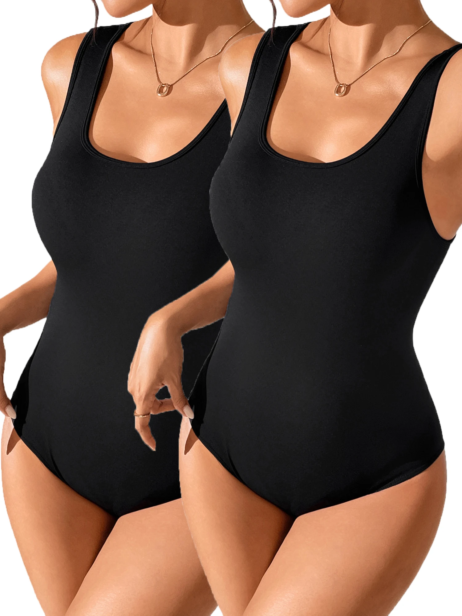 2 Pack Bodysuit for Women Scoop Neck Sleeveless Tank Tops Bodysuit Jumpsuit Slim Fit Stretchy Bodysuit Tops
2 Pack Bodysuit for Women Scoop Neck Sleeveless Tank Tops Bodysuit Jumpsuit Slim Fit Stretchy Bodysuit Tops