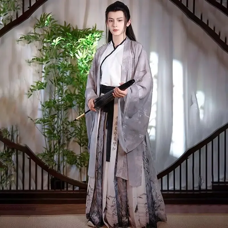 Chinese Traditional Printed Hanfu Male Large Size 2XL Hanfu Men Halloween Carnival Cosplay Costume Gray Hanfu Shirt+Skirt+Coat
Chinese Traditional Printed Hanfu Male Large Size 2XL Hanfu Men Halloween Carnival Cosplay Costume Gray Hanfu Shirt+Skirt+Coat