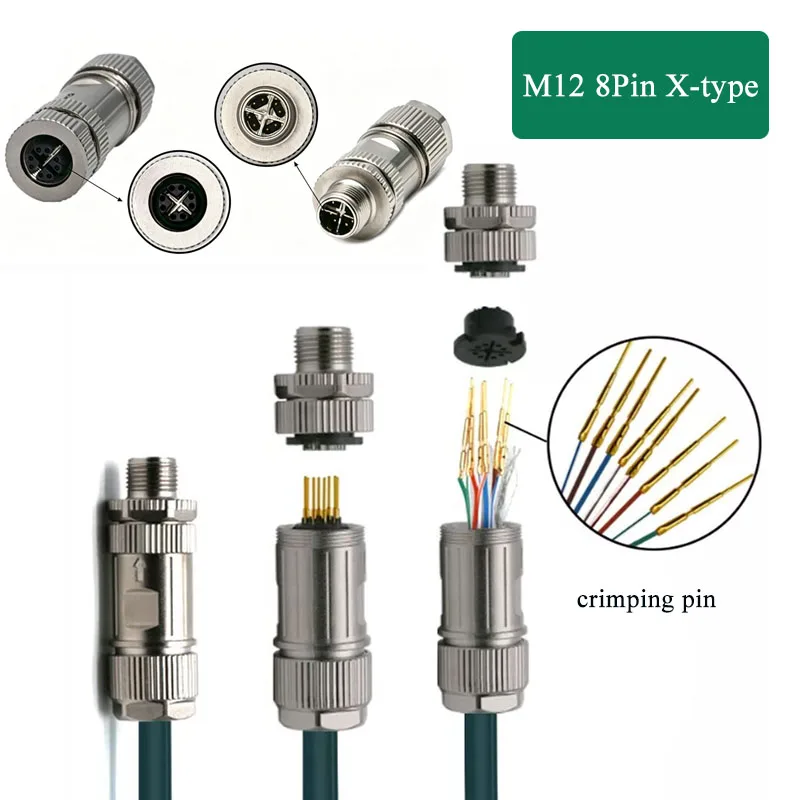 M12 8Pin X-type Connector Waterproof IP67 Ethernet Aviation Plug All Metal Welding Crimping Type Assembling Detachable Adapter
M12 8Pin X-type Connector Waterproof IP67 Ethernet Aviation Plug All Metal Welding Crimping Type Assembling Detachable Adapter