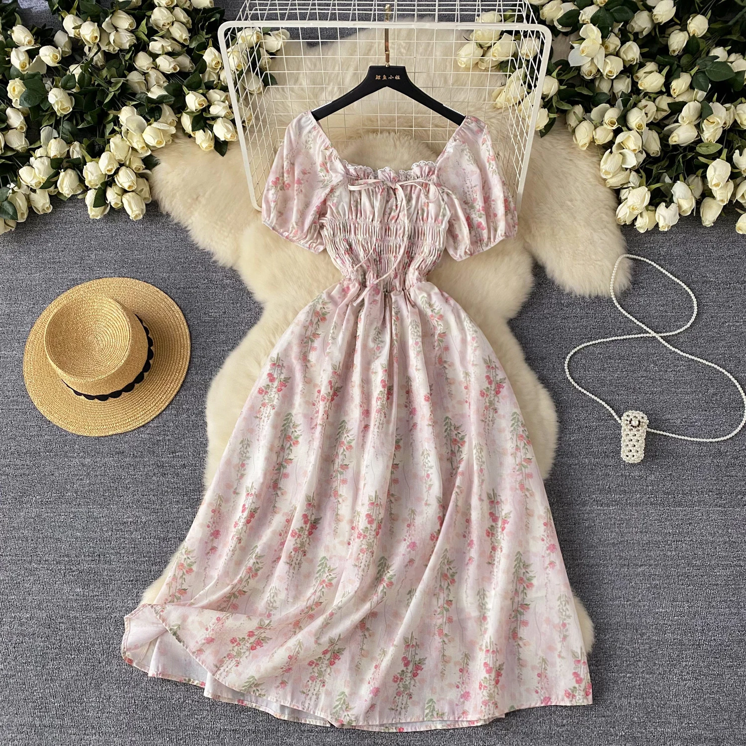 French Vintage pleated Bandage puff sleeve Square Collar Dress A-line Chic Casual Beach Vacation Women Summer dresses
French Vintage pleated Bandage puff sleeve Square Collar Dress A-line Chic Casual Beach Vacation Women Summer dresses