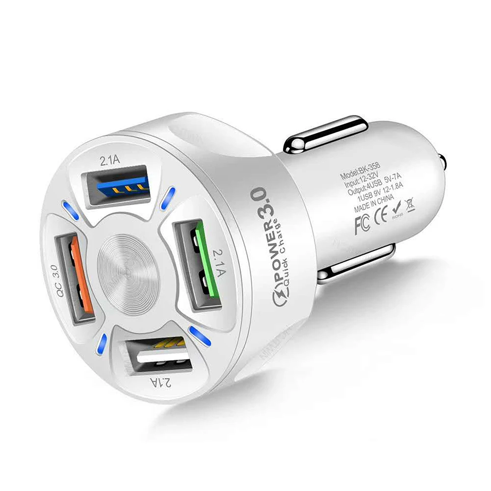 4 Port Car Charger USB Adapter Fast Charging Power Station for Smartphones White
4 Port Car Charger USB Adapter Fast Charging Power Station for Smartphones White