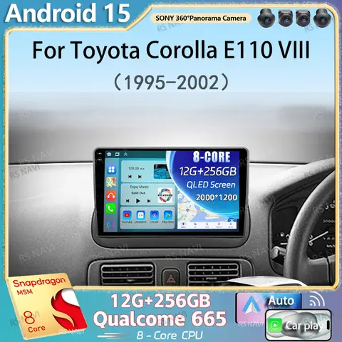 Toyota Corolla E110 VIII 1995-2002 için Android 15 Carplay Araç Radyosu, 4G+WIFI GPS Navigasyon Multimedya Video Oynatıcı, 2din DVD'siz