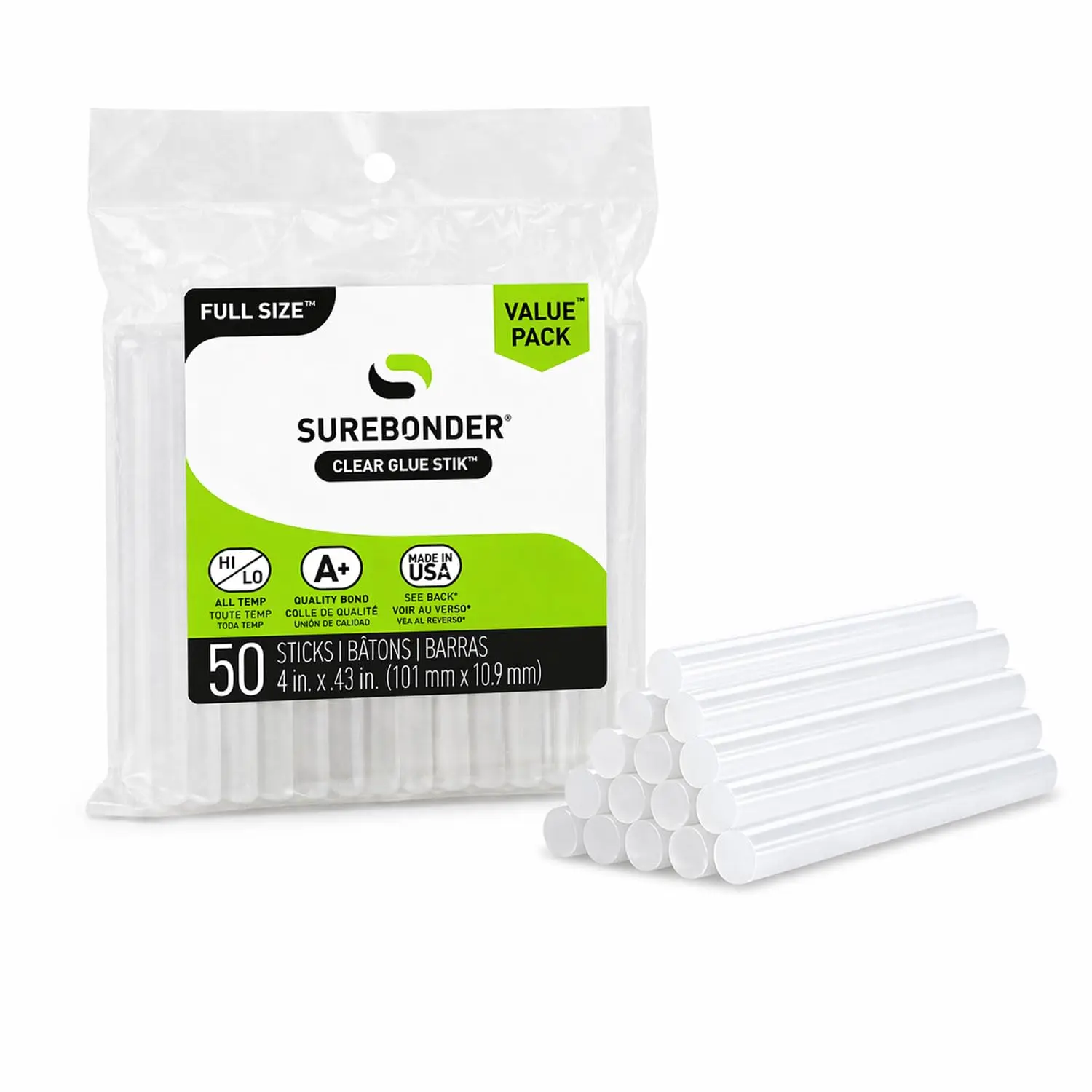 Full Size Hot Glue Sticks 50-Pack, 4-Inch x 0.43-Inch for Glue Guns, DIY Crafts & Home Repairs
Full Size Hot Glue Sticks 50-Pack, 4-Inch x 0.43-Inch for Glue Guns, DIY Crafts & Home Repairs