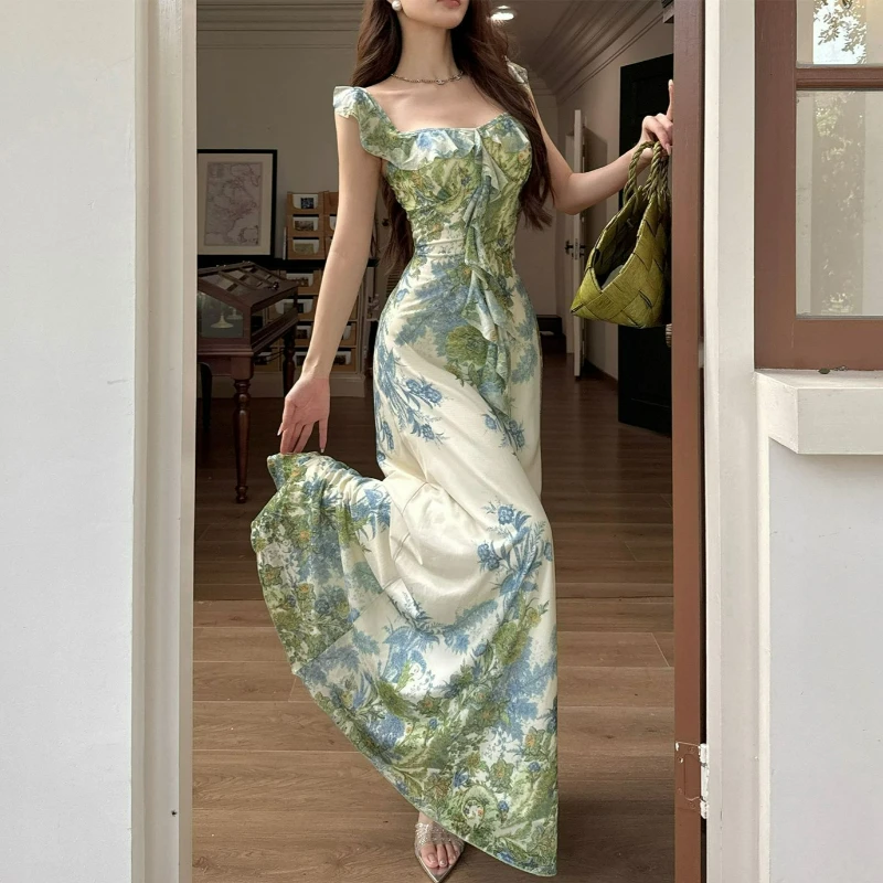 2026 Summer New Style Fashion Gentle Lady High-end Green Garden Waist-highlighting Ruffled Dress Chinese-style Printed Dress
2026 Summer New Style Fashion Gentle Lady High-end Green Garden Waist-highlighting Ruffled Dress Chinese-style Printed Dress