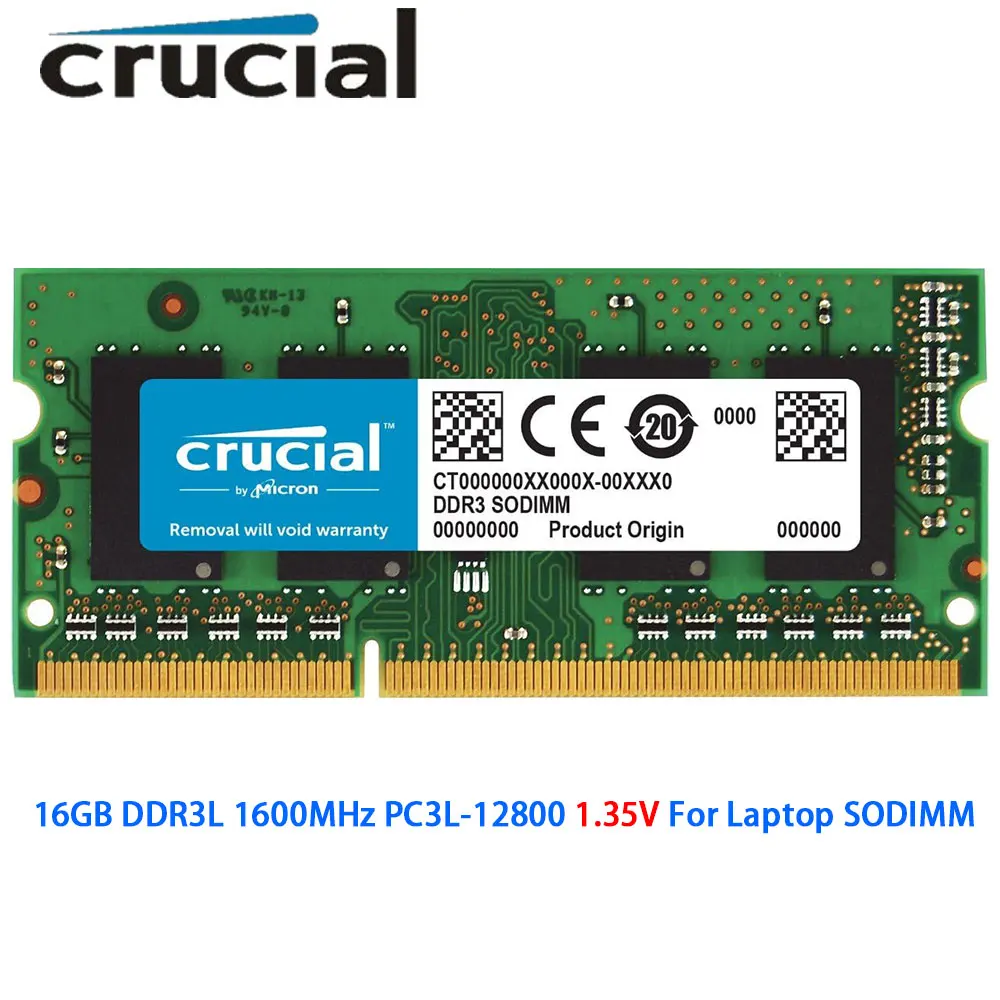 Crucial Memoria RAM DDR3L 16GB 1600MHz PC3L-12800S 204Pin 1.35V SODIMM Memory DDR3 16GB 1600MHz PC3-12800 Laptop Notebook RAMs
Crucial Memoria RAM DDR3L 16GB 1600MHz PC3L-12800S 204Pin 1.35V SODIMM Memory DDR3 16GB 1600MHz PC3-12800 Laptop Notebook RAMs