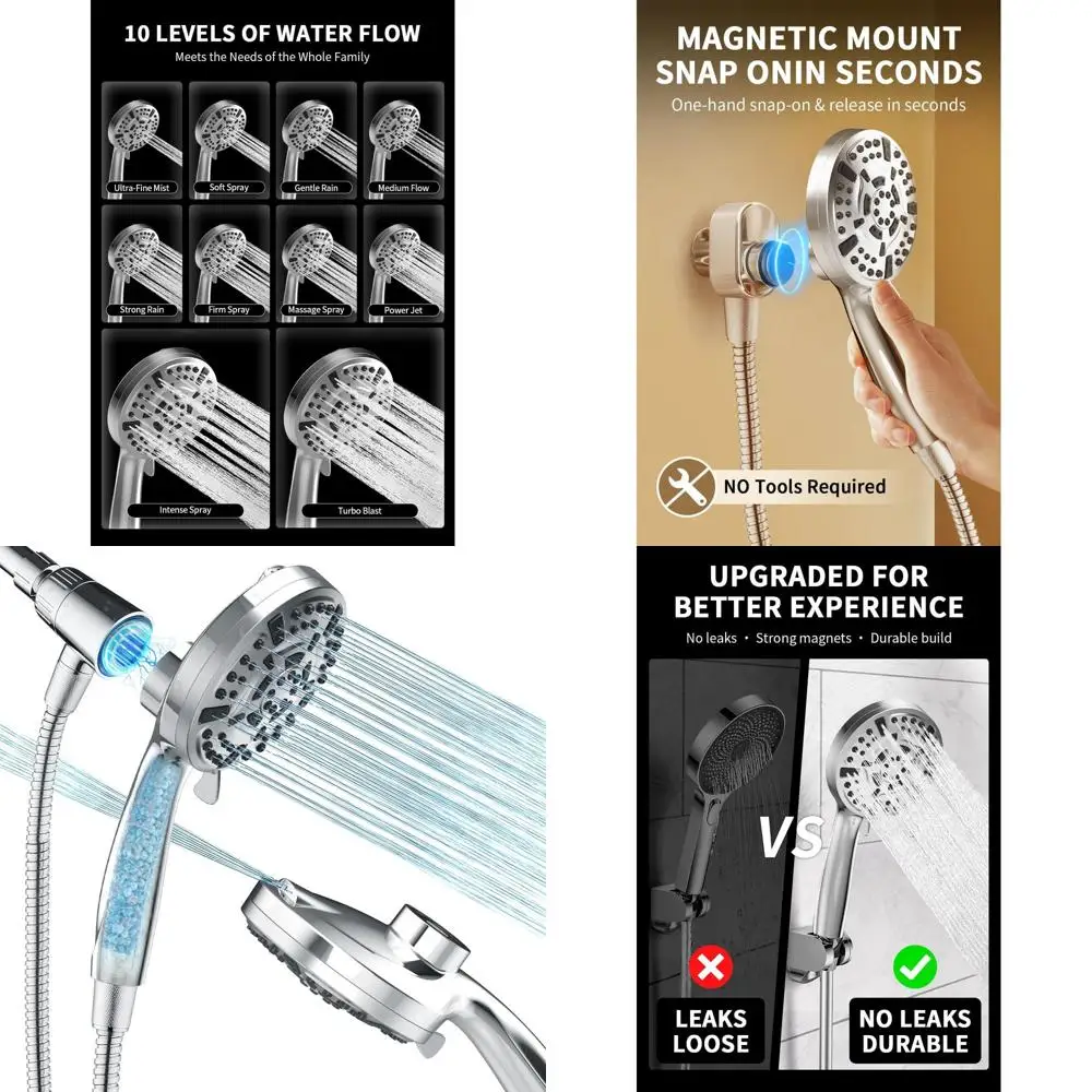 Магнитная душевая насадка высокого давления с фильтром, 10 настроек, съемный хромированный АБС-пластик, простая установка (DV02)
Магнитная душевая насадка высокого давления с фильтром, 10 настроек, съемный хромированный АБС-пластик, простая установка (DV02)