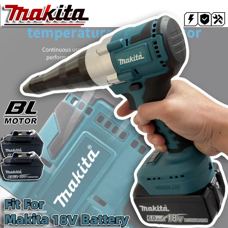 Бесщеточный электрический заклепочник Makita с LED-подсветкой, беспроводной, многофункциональный, автоматический инструмент для установки заклепочных гаек, совместимый с аккумулятором Makita 18V.
Бесщеточный электрический заклепочник Makita с LED-подсветкой, беспроводной, многофункциональный, автоматический инструмент для установки заклепочных гаек, совместимый с аккумулятором Makita 18V.