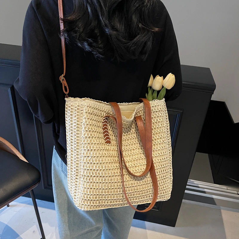 Новая однотонная пляжная сумка из ткани для отпуска, универсальная изысканная сумка через плечо, весенне-осенняя повседневная сумка-тоут с перфорацией
Новая однотонная пляжная сумка из ткани для отпуска, универсальная изысканная сумка через плечо, весенне-осенняя повседневная сумка-тоут с перфорацией