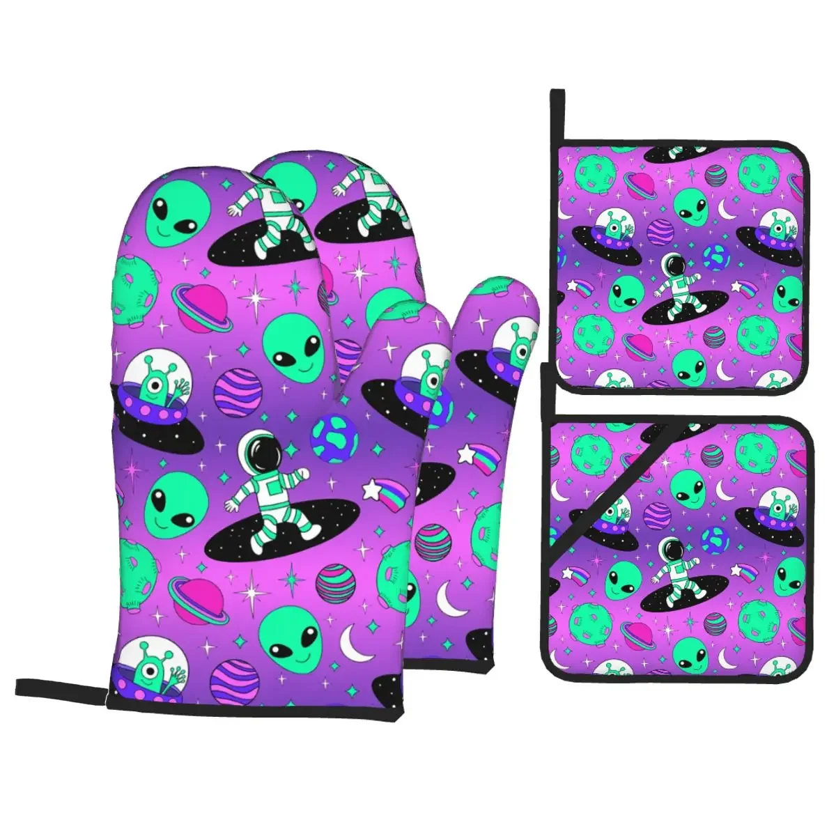 Astronauts And Alien Oven Mitts and Pot Holders Sets of 4 Heat Resistant Kitchen Gloves Potholders for Cooking Baking Grilling
Astronauts And Alien Oven Mitts and Pot Holders Sets of 4 Heat Resistant Kitchen Gloves Potholders for Cooking Baking Grilling