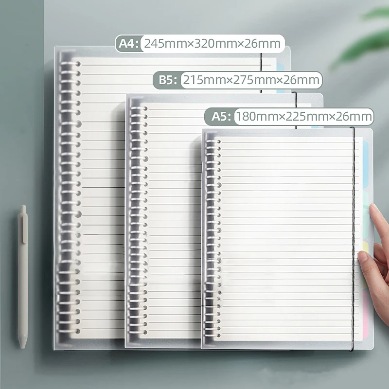 A5/B5/A4 Binder Notebooks Loose Leaf Replaceable Inner Refill with Divider Metal Ring Journal for Student Office School Supplies
A5/B5/A4 Binder Notebooks Loose Leaf Replaceable Inner Refill with Divider Metal Ring Journal for Student Office School Supplies