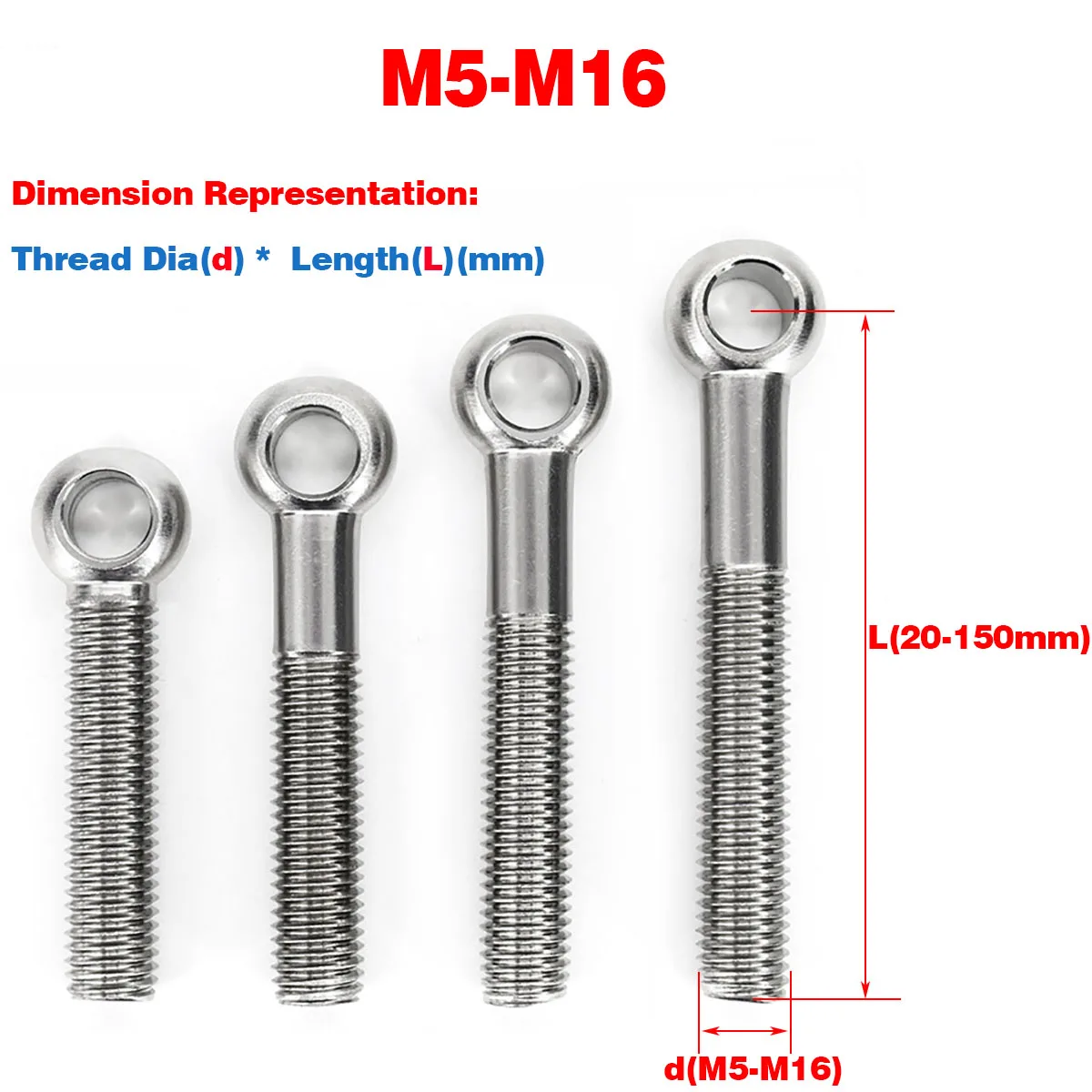 304 Stainless Steel Eyerod Eyepin Swing Bolt, Lifting Ring\ Perforated \ Ball Head ScrewM5-16
304 Stainless Steel Eyerod Eyepin Swing Bolt, Lifting Ring\ Perforated \ Ball Head ScrewM5-16