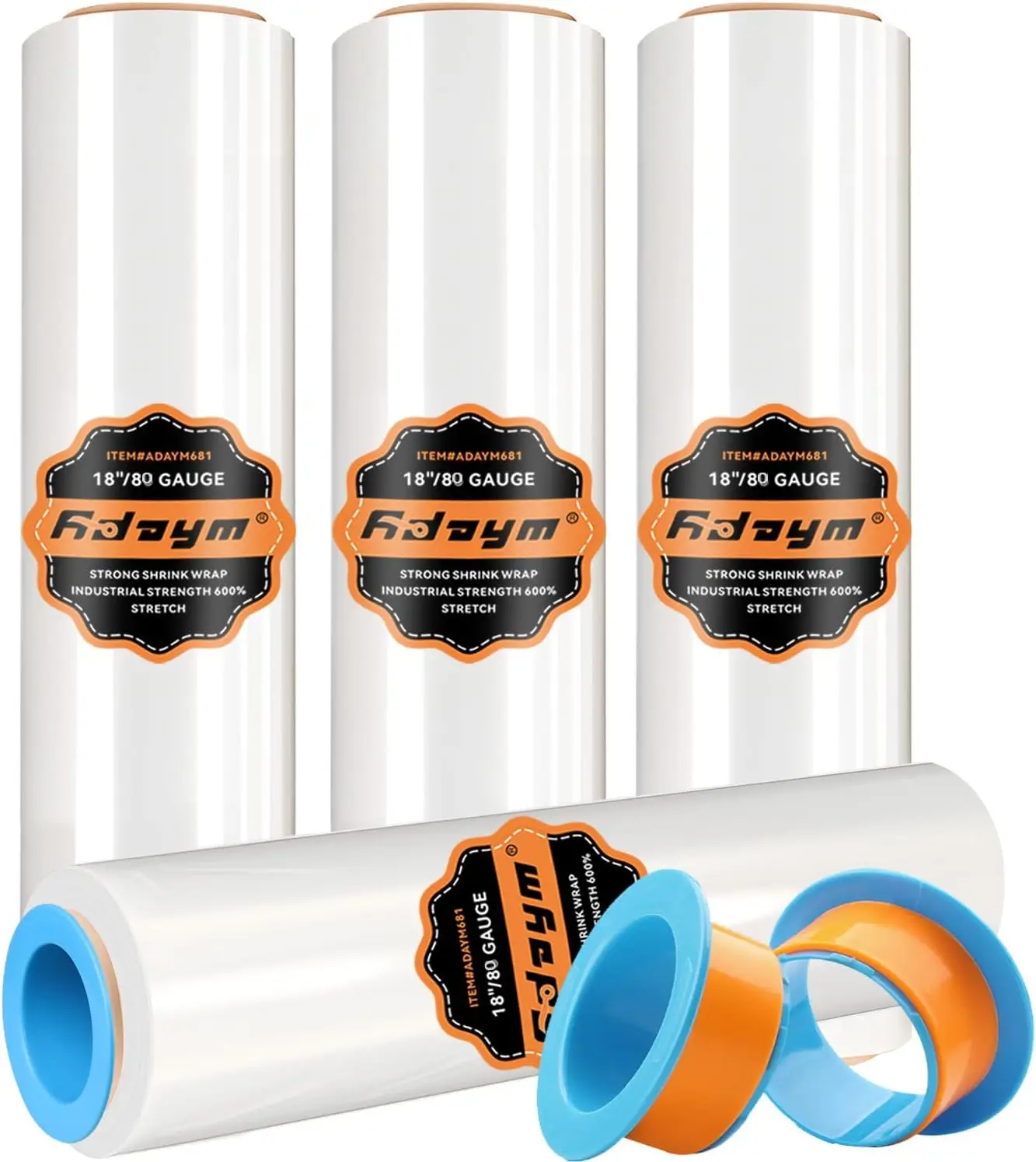 18"x1500' Heavy Duty Stretch Wrap 80 Gauge 600% Stretch for Moving & Pallets - 4 Rolls
18"x1500' Heavy Duty Stretch Wrap 80 Gauge 600% Stretch for Moving & Pallets - 4 Rolls