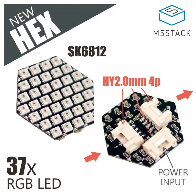 Плата светодиодов M5Stack Unit HEXSix RGBLED, 37 светодиодов, Rollerball, Sk6812
Плата светодиодов M5Stack Unit HEXSix RGBLED, 37 светодиодов, Rollerball, Sk6812