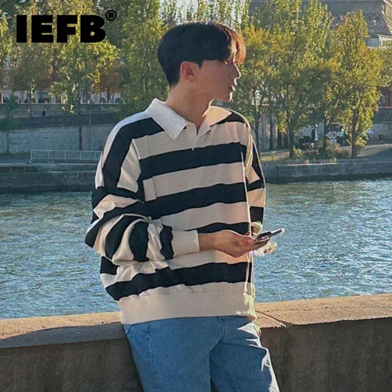 IEFB Stripe Sweatshirt Turn-down Collar Men's Spring Summer Casual Lapel Pullover Korean Style Trend Top 2024 New 9C5012
IEFB Stripe Sweatshirt Turn-down Collar Men's Spring Summer Casual Lapel Pullover Korean Style Trend Top 2024 New 9C5012