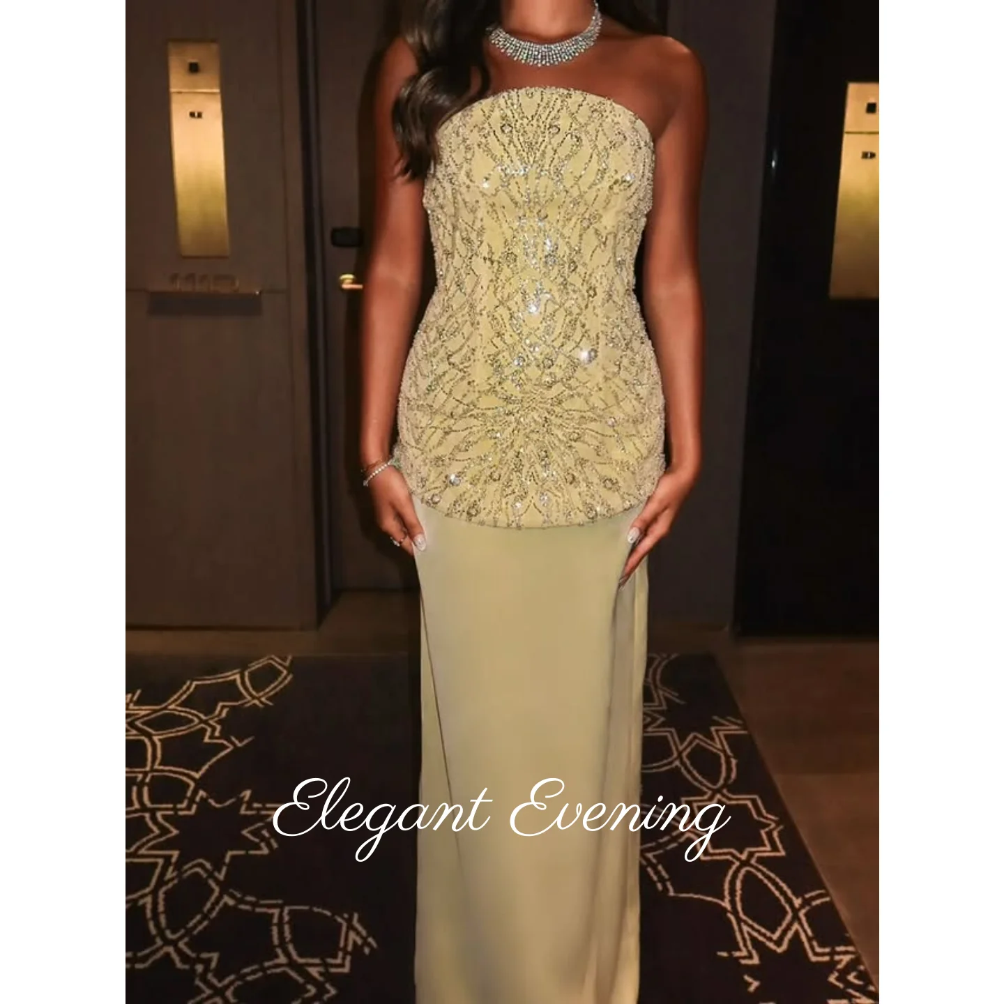 Yerllow Mermaid Prom Dress Crystal Strapless Beaded Evening Dress Strapless Customized Saudi Arabia Wedding Party Dress
Yerllow Mermaid Prom Dress Crystal Strapless Beaded Evening Dress Strapless Customized Saudi Arabia Wedding Party Dress