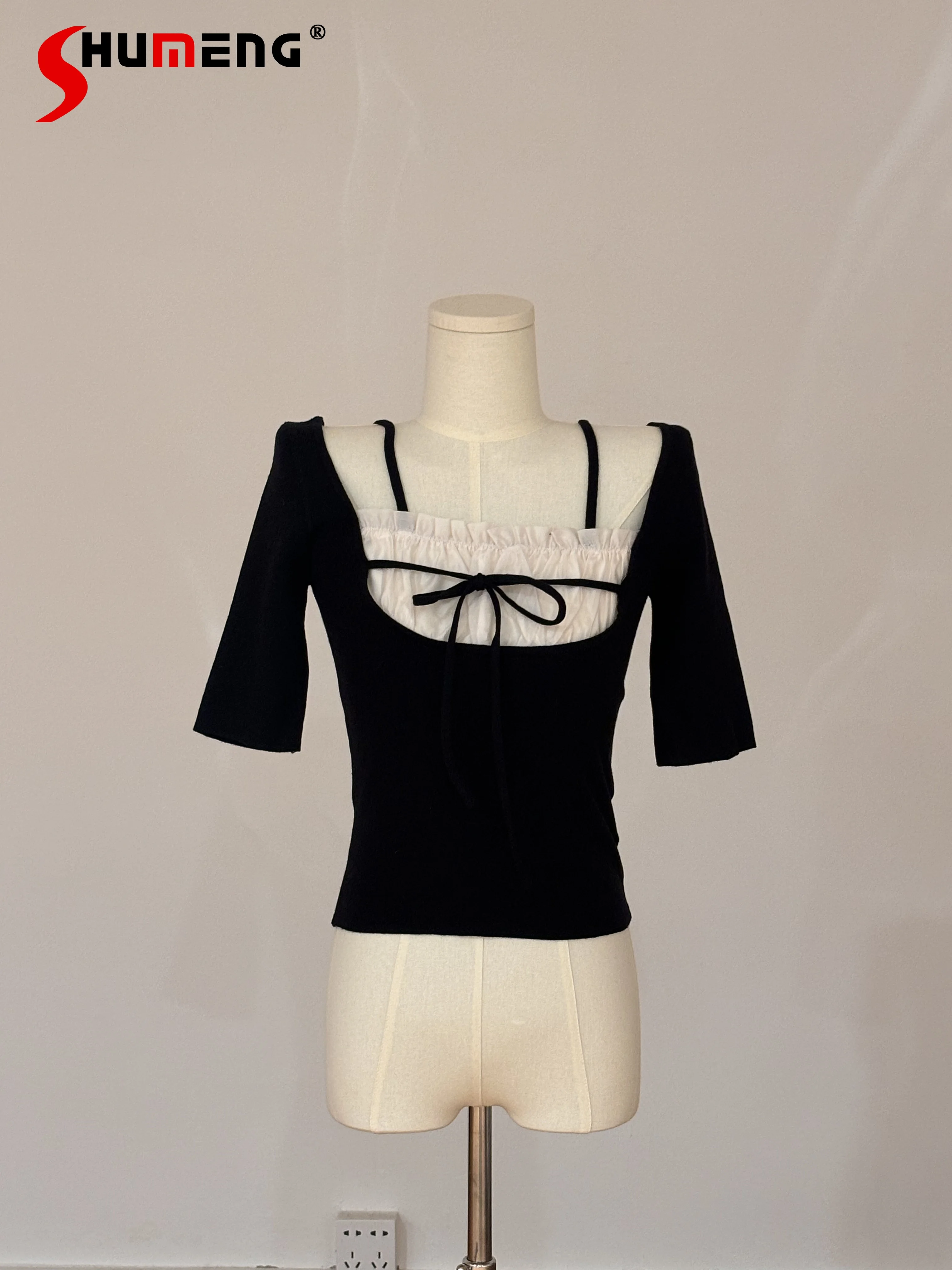 2026 Japanese Style Summer New Commuter Top Women's Slim Square Neck Bandage Short Sleeve T-Shirt Office Lady Casual T-Shirt
2026 Japanese Style Summer New Commuter Top Women's Slim Square Neck Bandage Short Sleeve T-Shirt Office Lady Casual T-Shirt