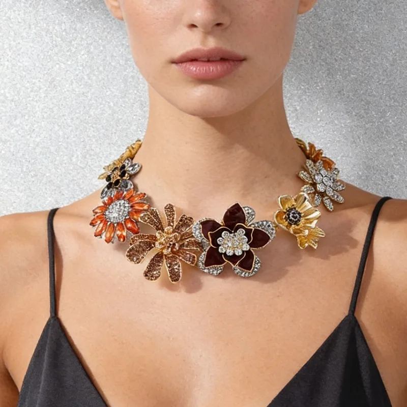 Vintage Flower Choker Necklace 3d Flower Necklace Crystal Rhinestone Statement Collar Floral Bib Party Jewelry For Women Gift
Vintage Flower Choker Necklace 3d Flower Necklace Crystal Rhinestone Statement Collar Floral Bib Party Jewelry For Women Gift