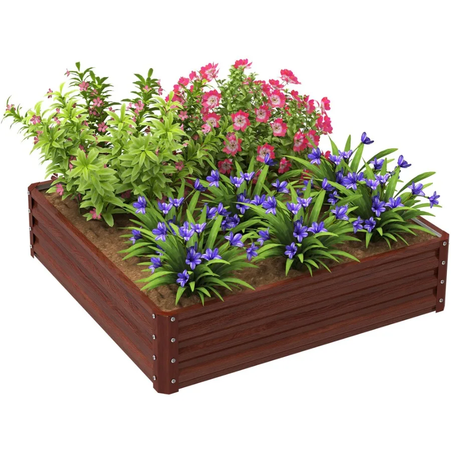 Galvanized Raised Garden Bed 4' x 4' x 1' Metal Planter Box for Growing Vegetables Flowers Herbs Succulents Natural Wood
Galvanized Raised Garden Bed 4' x 4' x 1' Metal Planter Box for Growing Vegetables Flowers Herbs Succulents Natural Wood