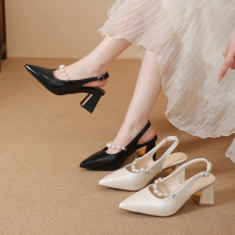 Women's Designer French-style Open-toe High Heels, Slip-on Summer New Style Pointed Toe Fashion Chunky Heel Closed Toe Sandals
Women's Designer French-style Open-toe High Heels, Slip-on Summer New Style Pointed Toe Fashion Chunky Heel Closed Toe Sandals