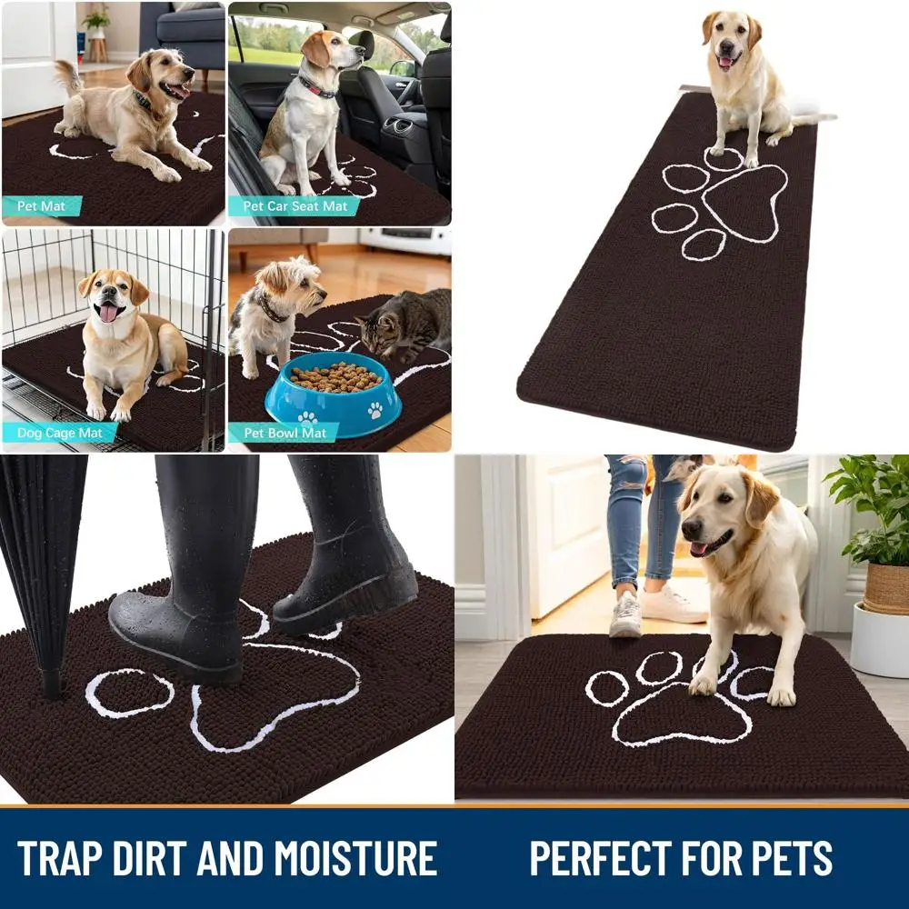Прочный коврик для собак с принтом лап 70x24, впитывает влагу и грязь, нескользящий, моющийся, быстросохнущий, из шенилла, коричневый
Прочный коврик для собак с принтом лап 70x24, впитывает влагу и грязь, нескользящий, моющийся, быстросохнущий, из шенилла, коричневый