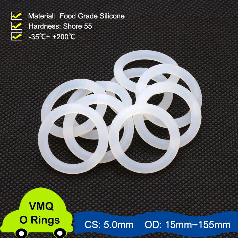 10Pcs White Silicon Ring Silicone O ring CS 5.0mm OD 15 ~ 155mm Food Grade Nontoxic Washer Round O Shape O Rings Seal Gaskets
10Pcs White Silicon Ring Silicone O ring CS 5.0mm OD 15 ~ 155mm Food Grade Nontoxic Washer Round O Shape O Rings Seal Gaskets