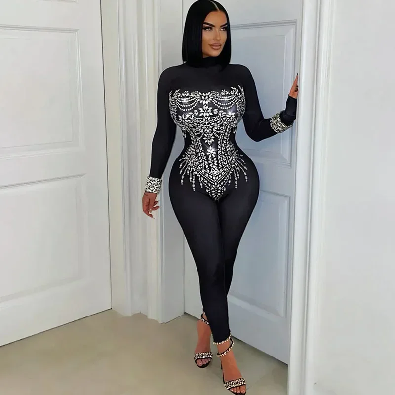 Sparkly Diamonds Long Sleeve Jumpsuit Woman Party Club Skinny Stretchy Rhinestones One Pieces Rompers Womens Jumpsuit Birthday
Sparkly Diamonds Long Sleeve Jumpsuit Woman Party Club Skinny Stretchy Rhinestones One Pieces Rompers Womens Jumpsuit Birthday
